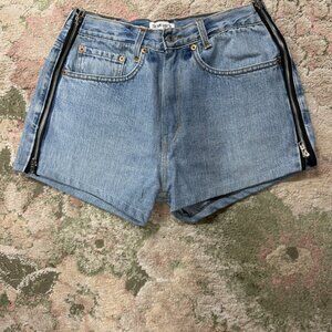 Vintage Levi's 550 Reworked Jeans Denim Shorts ~29X2 Upcycled Grunge Zippered